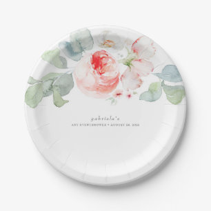 Assiettes En Carton Belles Fleurs Roses Élégant Delicate