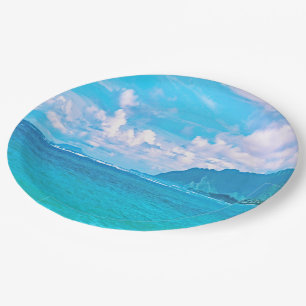 Assiettes En Carton Belles vagues turquoise de l'océan