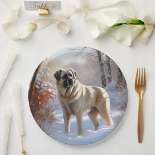 Assiettes En Carton Berger d'Anatolie Noël neige tombe