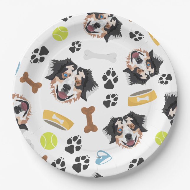 Assiettes En Carton Berger de sourire d'Australien de chien (Devant)