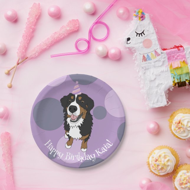 Assiettes En Carton Bernese Mountain Dog Anniversaire (Fête)