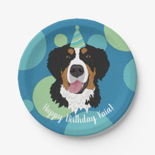 Assiettes En Carton Bernese Mountain Dog Anniversaire 