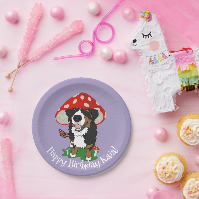 Assiettes En Carton Bernese Mountain Dog Anniversaire (Fête)