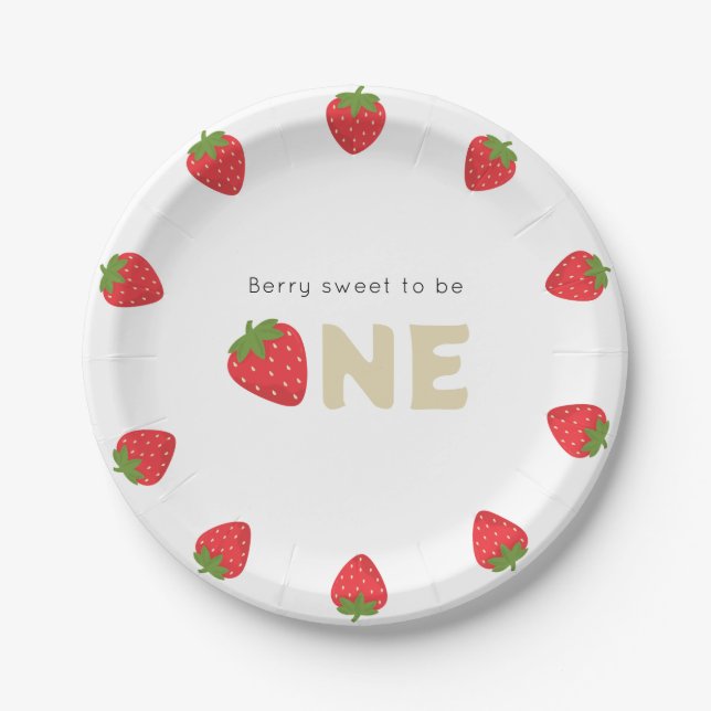 Assiettes En Carton Berry doux minimum 1er anniversaire (Devant)
