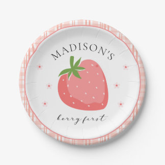 Assiettes En Carton Berry First Birday Papier Plaques Fraise Party