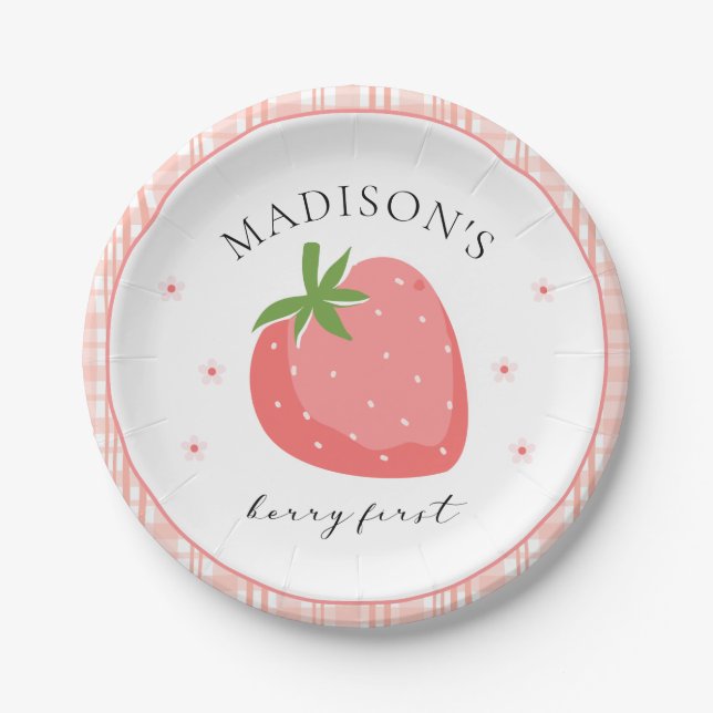 Assiettes En Carton Berry First Birday Papier Plaques Fraise Party (Devant)