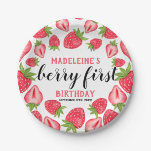 Assiettes En Carton Berry First Strawberry 1er fête d'anniversaire Per
