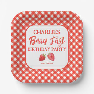 Assiettes En Carton Berry First Strawberry Girl 1er anniversaire fête
