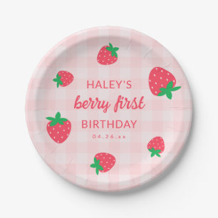 Assiettes En Carton Berry fraise 1ère mignonne Bébé rose Anniversaire