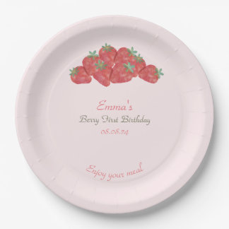 Assiettes En Carton Berry fraise premier anniversaire