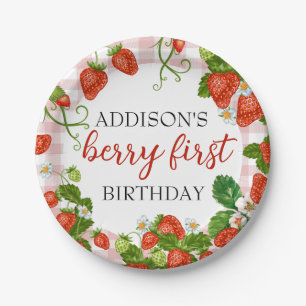 Assiettes En Carton Berry fraise Première fille 1er anniversaire