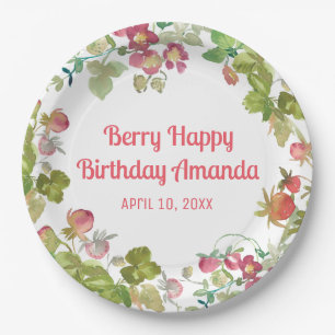 Assiettes En Carton Berry Happy Strawberry Anniversaire