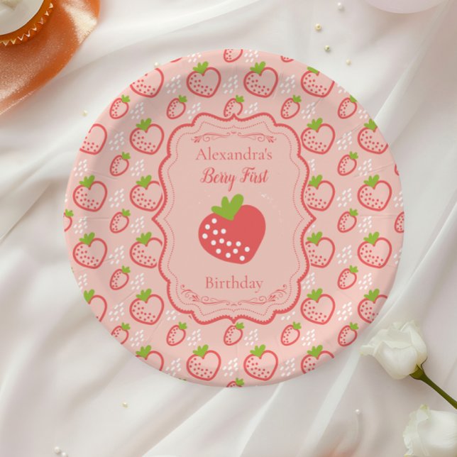 Assiettes En Carton Berry Premier anniversaire 1er anniversaire fraise (Créateur téléchargé)