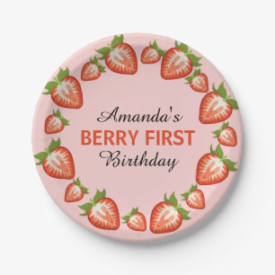 Assiettes En Carton Berry premier anniversaire Berry Girl rose fraise