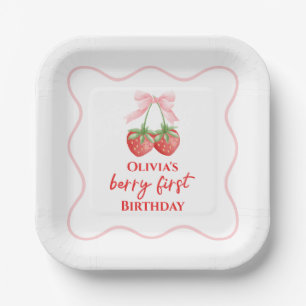 Assiettes En Carton Berry premier anniversaire de fraise Bow rose