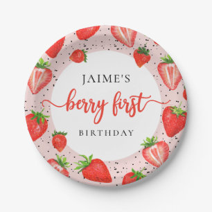 Assiettes En Carton Berry Premier anniversaire fraise 1er anniversai