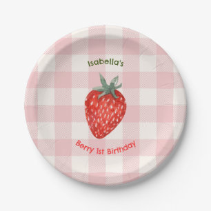 Assiettes En Carton Berry Premier Anniversaire Plaques de papier rose 