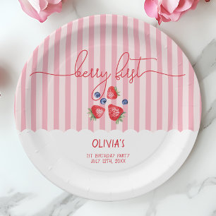 Assiettes En Carton Berry Première Fille aux Fraises Rouges 1er Annive
