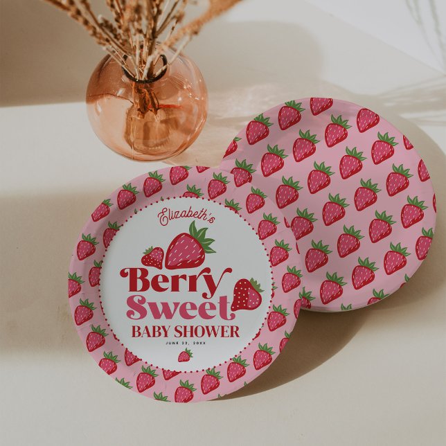 Assiettes En Carton Berry rouge fraise Baby shower doux (Créateur téléchargé)