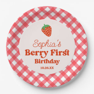 Assiettes En Carton Berry rouge fraise première fête d'anniversaire