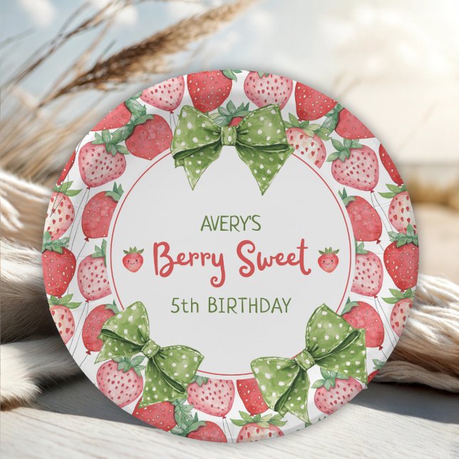 Assiettes En Carton Berry Sweet 5th Birthday Strawberry Party  (Créateur téléchargé)
