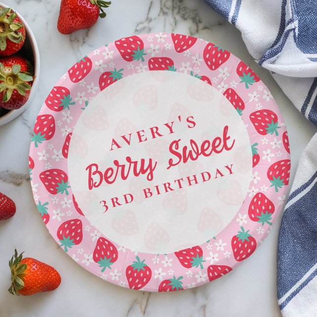 Assiettes En Carton Berry Sweet Anniversaire Fraise Daisy (Créateur téléchargé)