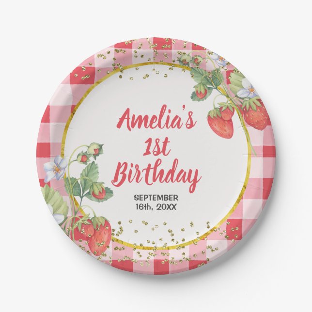 Assiettes En Carton Berry Sweet Aquarelle fraise Sweet one (Devant)