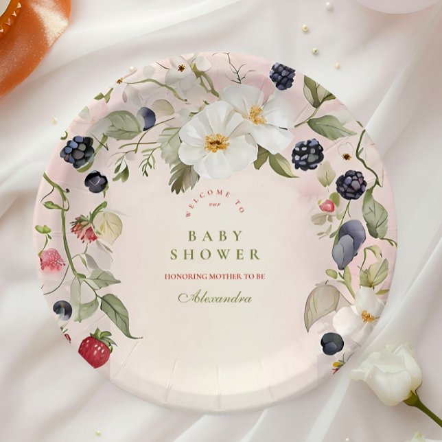 Assiettes En Carton Berry Sweet Baby shower (Créateur téléchargé)
