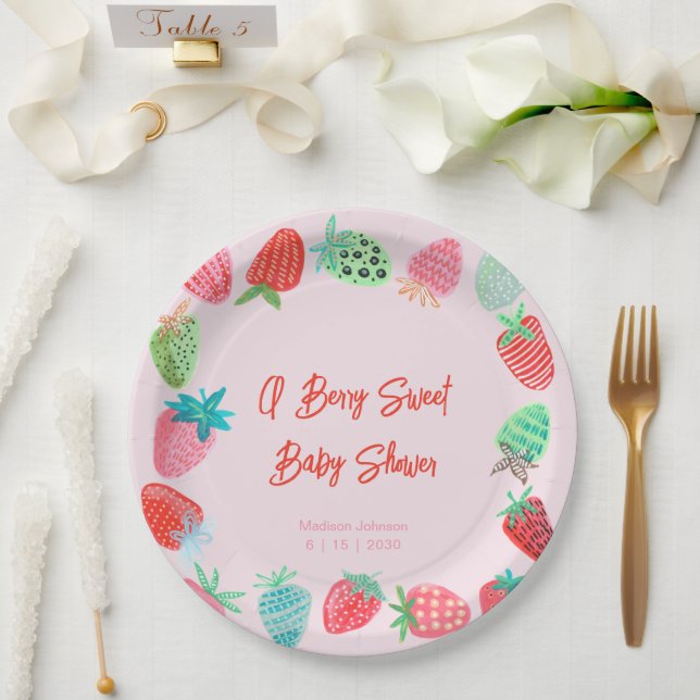 Assiettes En Carton Berry Sweet Baby shower fraise (Mariage)