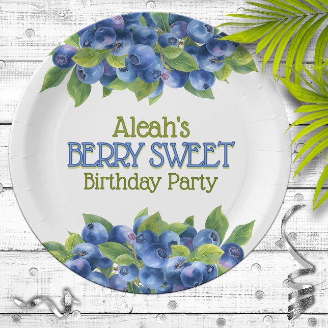 Assiettes En Carton Berry Sweet Blueberry Thème Anniversaire (Créateur téléchargé)