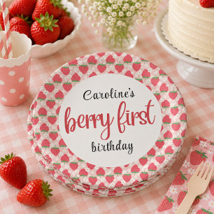 Assiettes En Carton Berry Sweet Strawberry 1er fête d'anniversaire