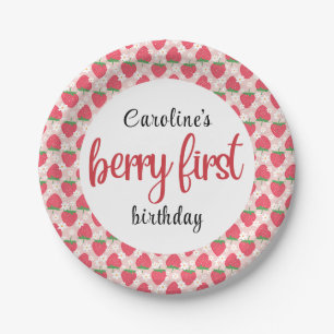 Assiettes En Carton Berry Sweet Strawberry 1er fête d'anniversaire