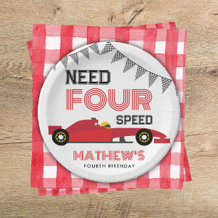 Assiettes En Carton Besoin de quatre voitures de course de vitesse 4e 