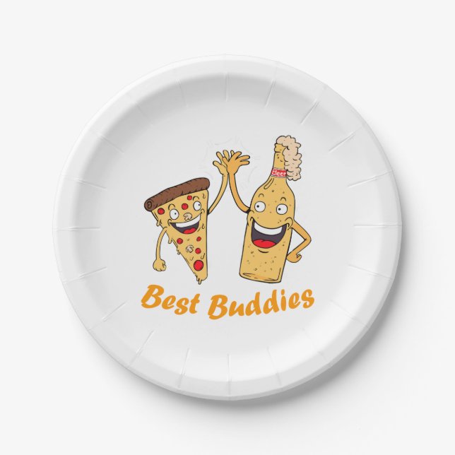 Assiettes En Carton Best Buddies Pizza et bière (Devant)