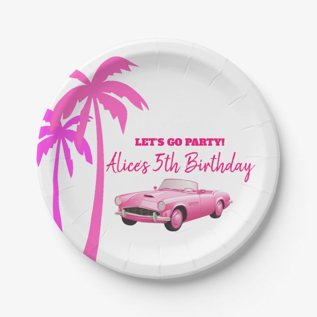Assiettes En Carton Besties Malibu Pink Doll Plage Anniversaire (Devant)
