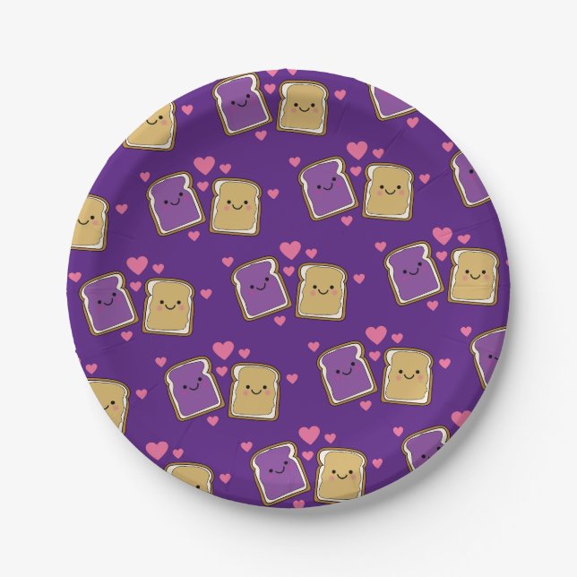 Assiettes En Carton Beurre d'arachide et Jelly fête d'anniversaire PBJ (Devant)