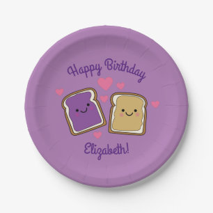 Assiettes En Carton Beurre d'arachide et Jelly fête d'anniversaire PBJ