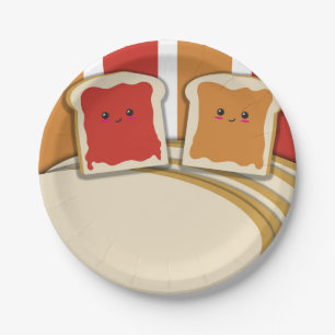 Assiettes En Carton Beurre de Cacahuète Gelée de Fraise Anniversaire F
