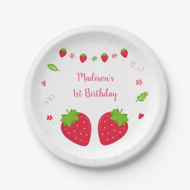 Assiettes En Carton Beurre mignonne doux à la fraise Anniversaire (Devant)