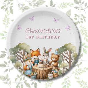 Assiettes En Carton Beurre mignonne Fille Bois Animaux 1er anniversair