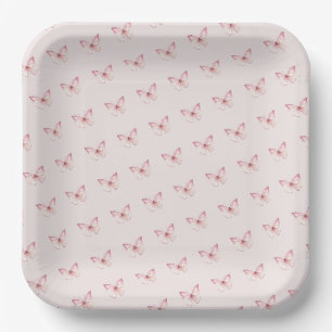 Assiettes En Carton Beurre rose Aquarelle