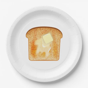 Assiettes En Carton Beurre sur le pain grillé