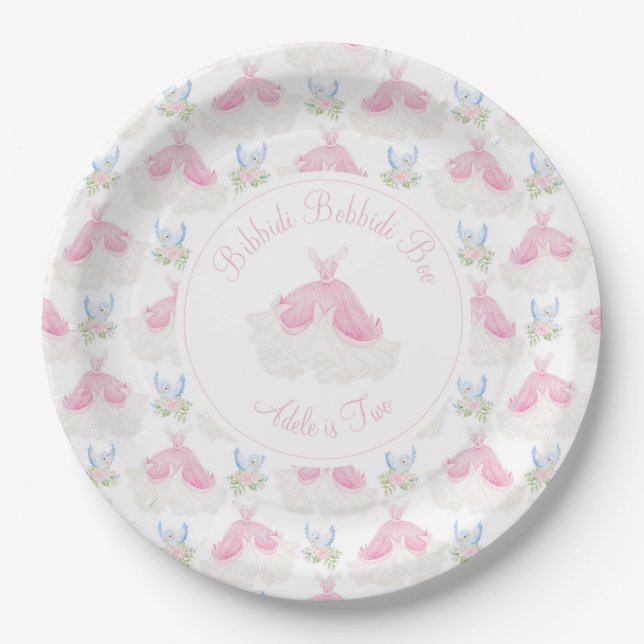 Assiettes En Carton Bibbidi Bobbidi Deux Plaques Papier Cendrillon (Devant)