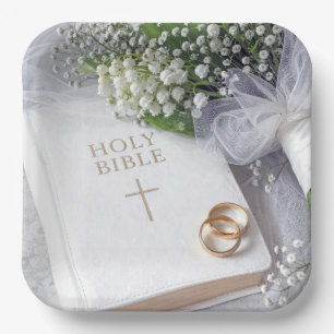 Assiettes En Carton Bible de mariage avec bouquet de muguet