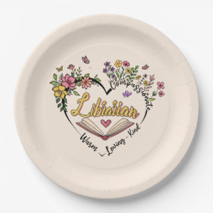 Assiettes En Carton Bibliothécaire compatissante - Floral Heart Design