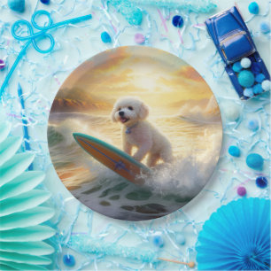 Assiettes En Carton Bichon Frise Beach Plage Surf Peinture