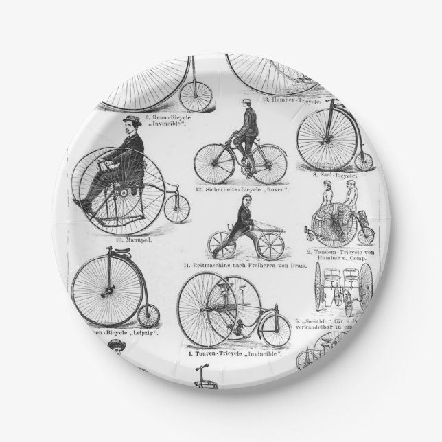 Assiettes En Carton Bicyclette à grande roue Penny Farthing (Devant)