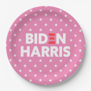 Assiettes En Carton Biden / Harris White Stars Motif rose