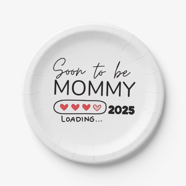 Assiettes En Carton Bientôt être maman 2025 Saint Valentin Grossesse (Devant)