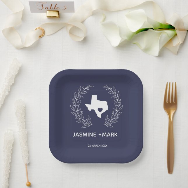 Assiettes En Carton Bienvenue au Texas Wedding Party Custom (Mariage)